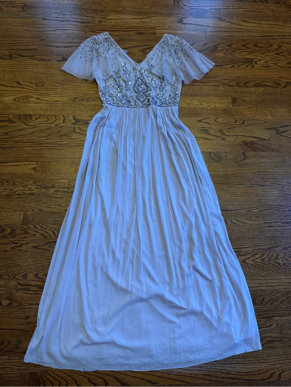 Adrianna Papell Lavender Embellished Maxi Dress